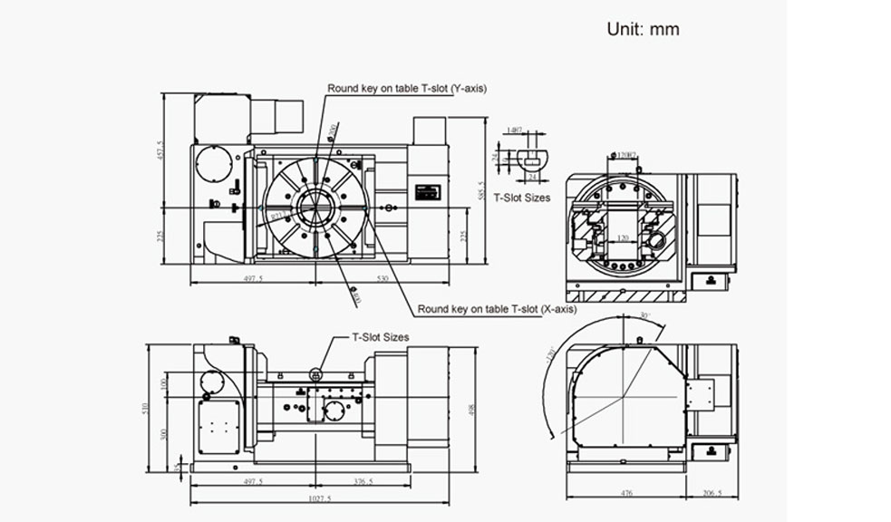 FEH-400 (5-Axis Tilting Swiveling Rotary Table) CNC Rotary Table Pneumatic Brake
