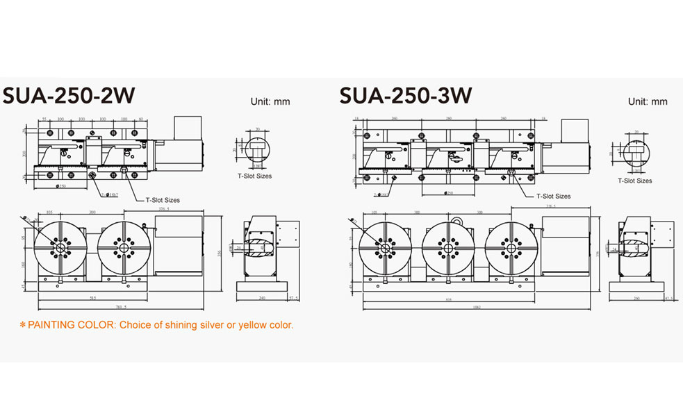 SUA-250-2W/3W (2/3 Units) CNC Rotary Table Pneumatic Brake