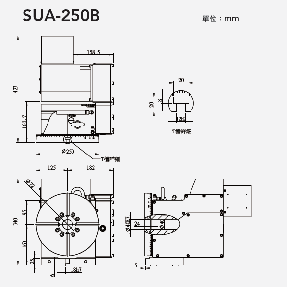 SUA-250B 後背式氣壓分度盤