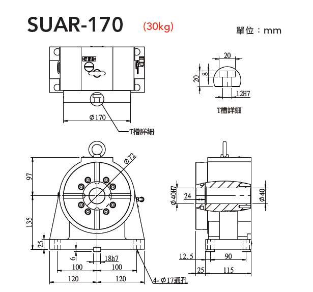 SUAR-170 气压径轴向轴承圆盘尾座